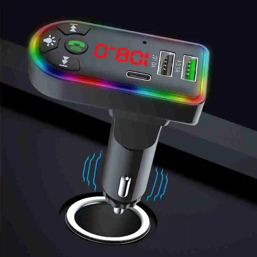

Car Bluetooth 5.0 FM Transmitter, Wireless Hands-free Audio Receiver, Car MP3 Player, Dual USB Type-C Fast Charger