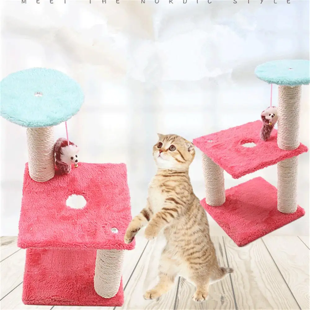 

Cats Tree Scratcher Funny Kitten Scratching Post Mouse Plush Cat Climbing Frame Toy Activity Protecting Furniture Pet House