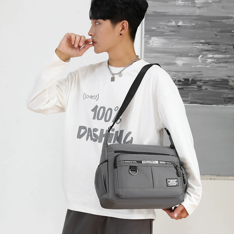 Сумка-мессенджер Мужская водонепроницаемая саквояж на молнии из ткани Оксфорд