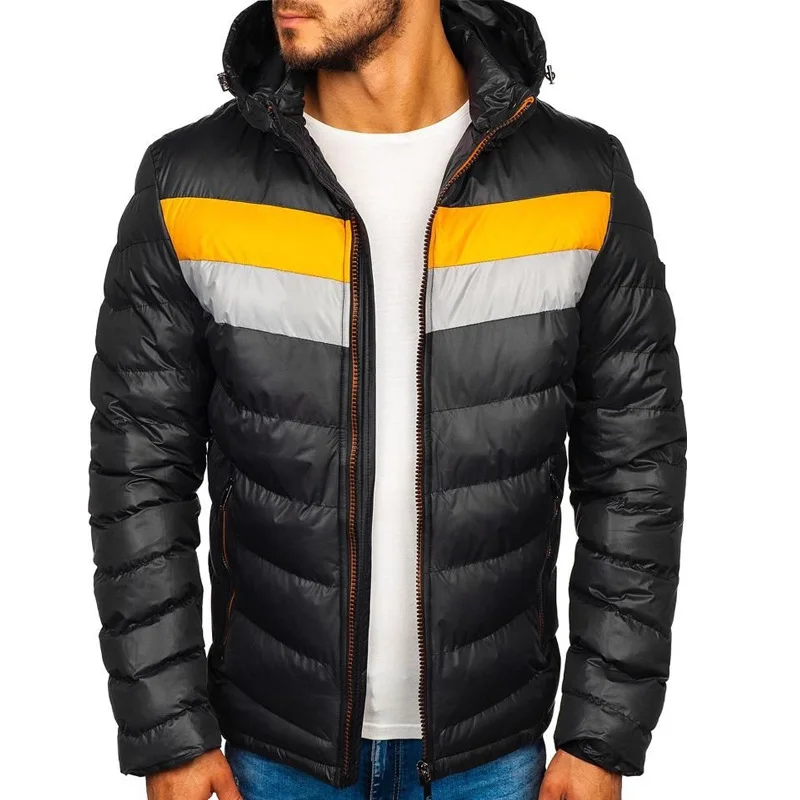 ZOGAA Winter Fashion Slim Fit Men's Cotton-padded Clothes Warm Color Matching Jacket Casual Trend Men's Padded Jacket