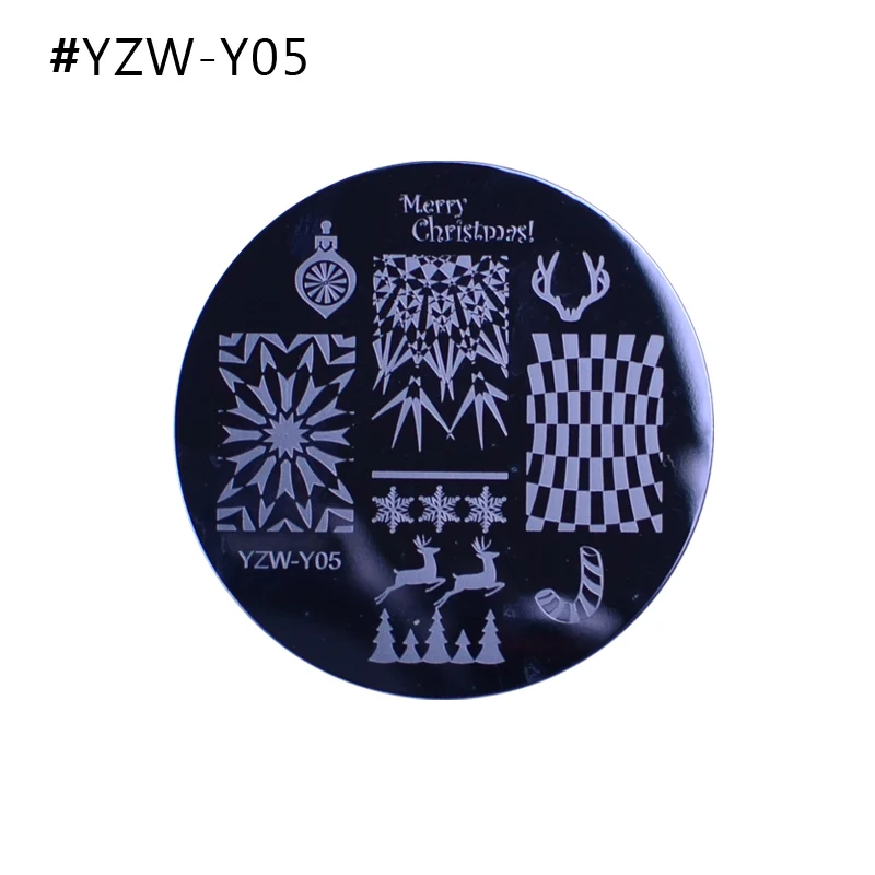 YZW-Y05 Новые рождественские штамповочные пластины для ногтей штамповка для ногтей изображения для дизайна ногтей 55 мм штампы маникюрные инструменты для шаблонов - Цвет: YZW-Y05