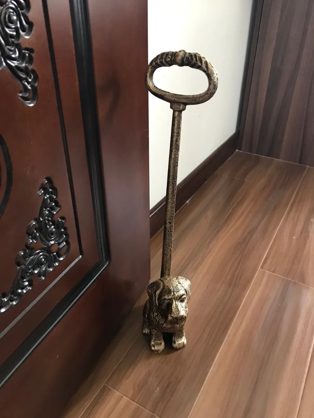 Винтажный деревенский Ретро потертый шик старинная фигурка собаки дизайн ручной работы чугунная дверная пробка с длинной ручкой