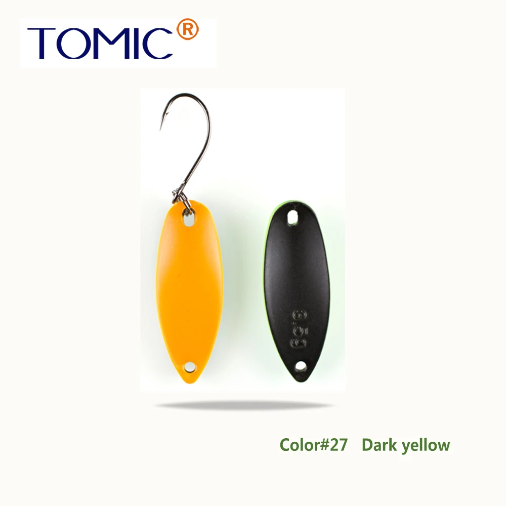 Dark Yellow Tomic 2 г 3,5 г 5,5 г латунные рыболовные лезвия 1 шт. набор сверхлегкий УФ цвет металлическая приманка микро литье форель бас ложка - Цвет: Dark Yellow