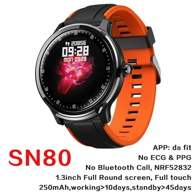SN80 Orange 696 SN80 модный спортивный Полный сенсорный экран Смарт-часы водонепроницаемый датчик движения контроля артериального давления сердечного ритма шагомер - Цвет: SN80 Orange