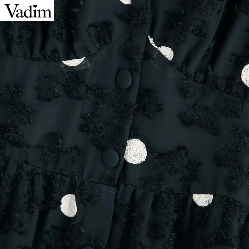 Женское элегантное платье vadim офисная одежда миди с длинным рукавом в горошек