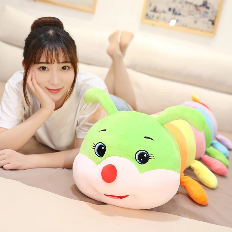 

70-130cm colorful caterpillar plush long pillow kids children stuffed plush toys worm soft plush doll Boys Girls Toy Gift