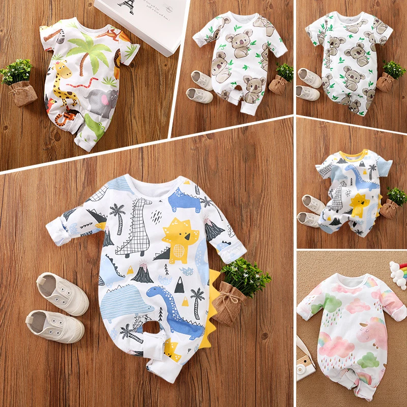 

Baby One-piece Full Printed Home Wear Cartoon Dinosaur Unicorn Giraffe One-piece