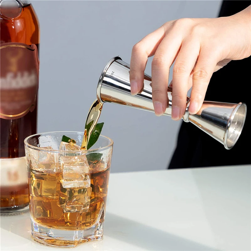 

1PCS Japanese Style Jigger Stainless Steel Bartending Double Cocktail Jigger 1oz / 2oz with Measurements Inside