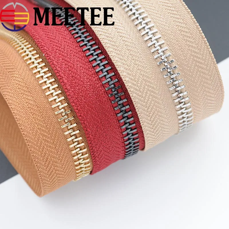 Meetee New 5# Metal Zippers for Sewing DIY Backpack Zip Repair Sport Coat Clothes Open end Zipper Garment Accessories|Молнии| |