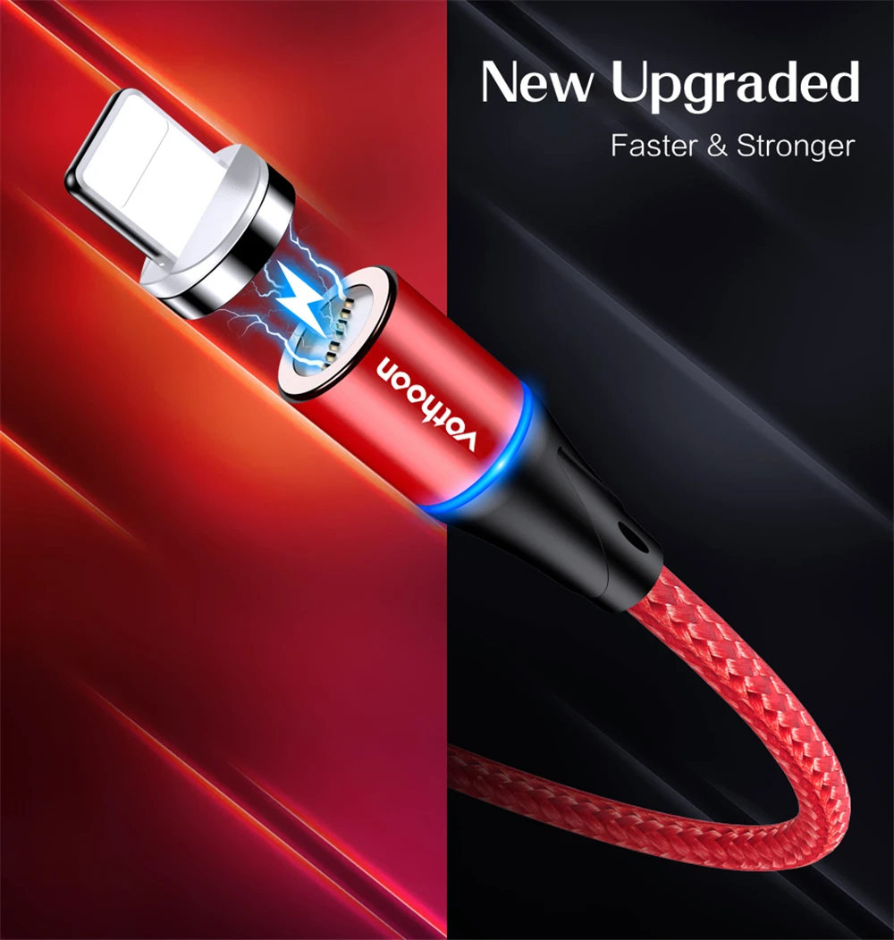 Магнитный usb-кабель votoon 2 м, 3 А, быстрая зарядка, Micro USB type-C кабель для iPhone 11 Pro, samsung S10, Xiaomi, магнитное usb-зарядное устройство