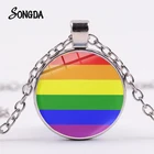 Ожерелье для ЛГБТ, длинная цепочка для геев и гордости с радужным флагом, бесконечностью, любовью, лесбиянкой, стеклянный кабошон для кулона