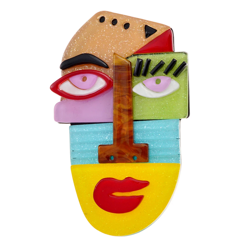 

CINDY XIANG Japanese Anime Pins Human Face Brooches Cute Abstract Cartoon Acrylic Acetate Brooch Coat Jewelry for Friends Gift