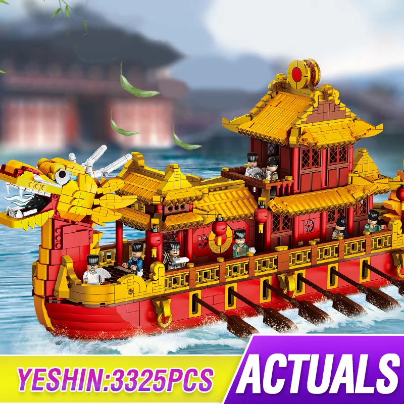 Xingbao Creator City Street китайские строительные блоки Королевского дракона лодки модель корабля дракона лодки в Китае DIY образовательный подарок