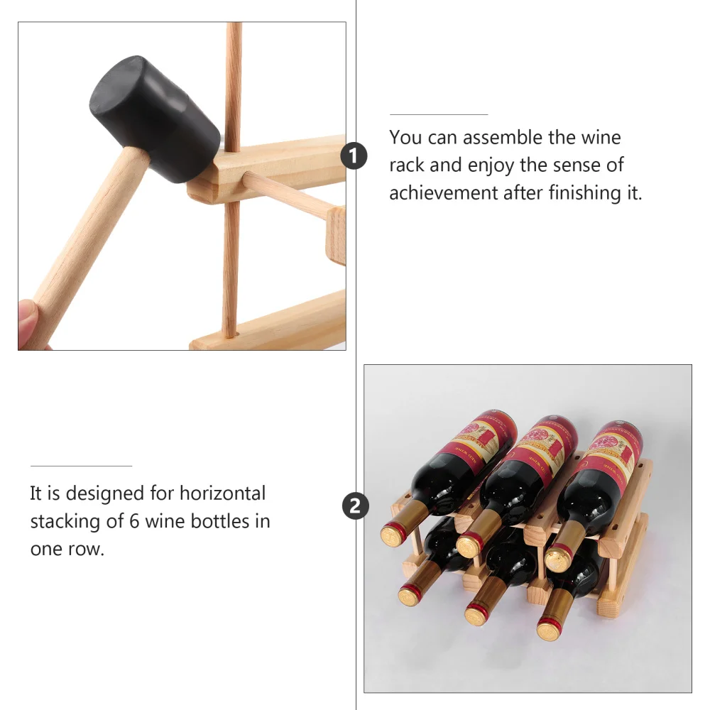 

1Pc Home DIY Wine Storage Rack Solid Wooden Wine Bottle Holder Desktop Decor