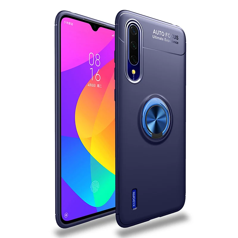 MAKAVO для Xiaomi Mi A3 чехол с кольцом-держателем Мягкий силиконовый матовый чехол-накладка для Xiaomi Mi A3 чехол для телефона s - Цвет: Синий