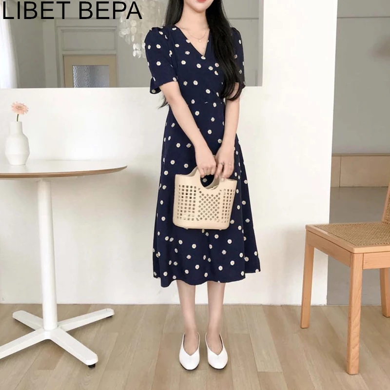 Платье женское с V образным вырезом длинное повседневное модное платье цветочным