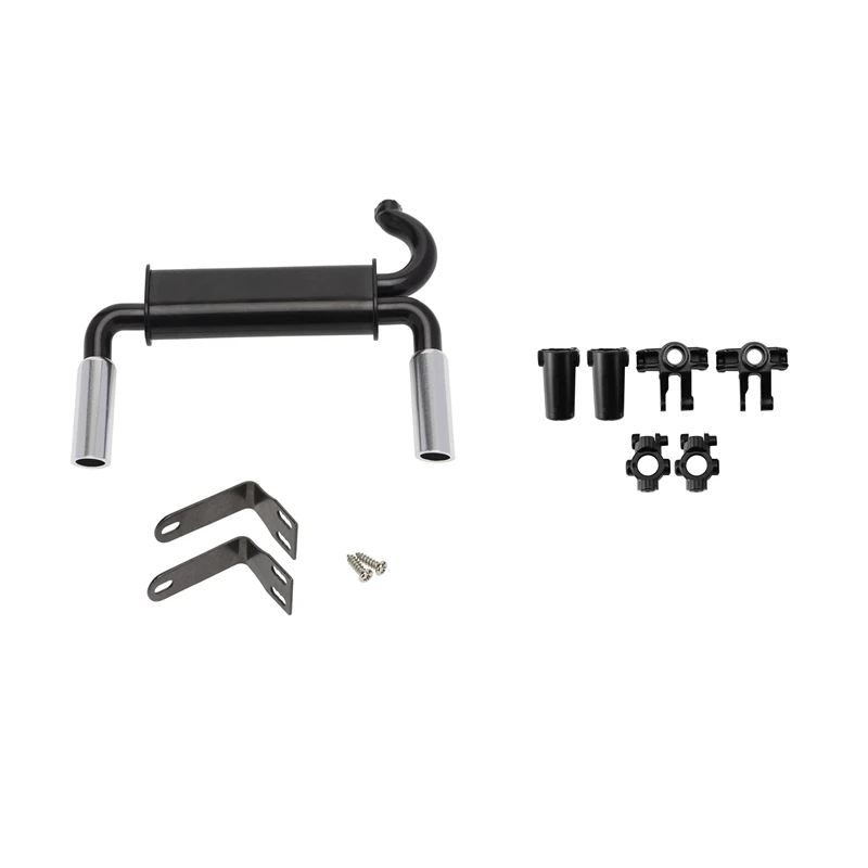 

2 Set RC Car Part: 1 Set Metal Exhaust Pipe Tailpipe & 1 Set Steering Cup C Hub Carrier Axle Lock Out