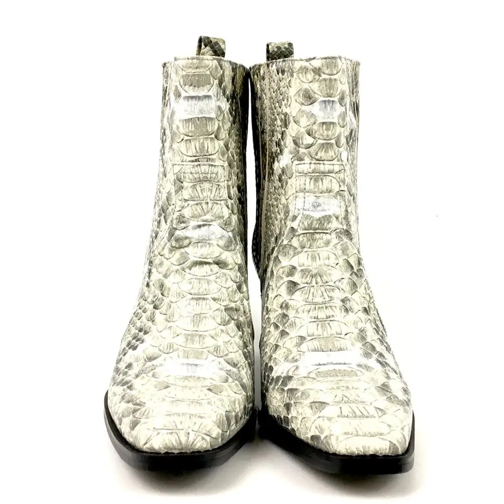 Ботильоны с квадратным носком на среднем каблуке узором из кожи питона Женские