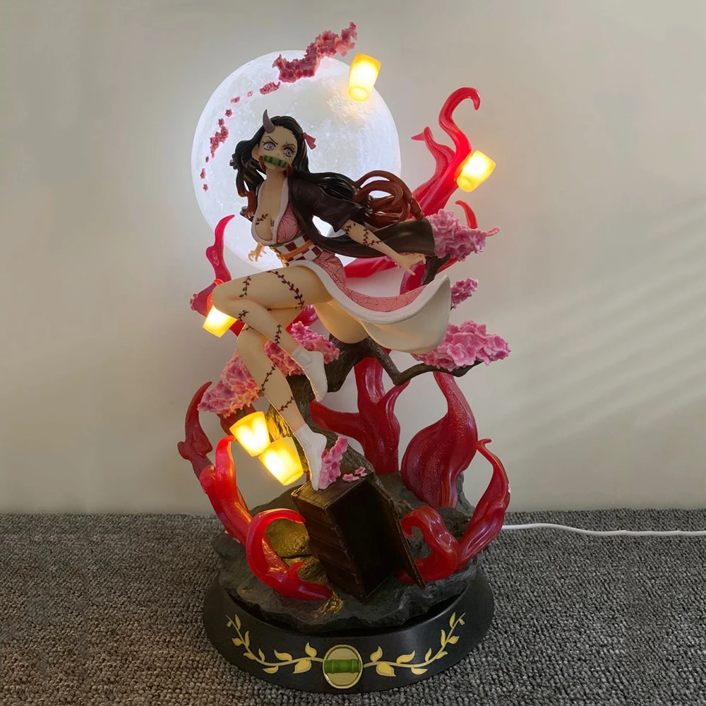 

42CM Anime Ornaments Demon Slayer Blade Nidouzi GK Demonized Blood Explosive Can Light Up 1/6 Statue Figure Hand-made Ornament