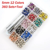 360 sets 12colors 56mm round grommet eyelets sewing accessories for eyelet fabric clothing metal grommet fasteners with tool