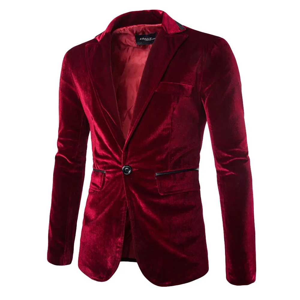 Мужской однотонный джентльменский вельветовый костюм облегающее повседневное