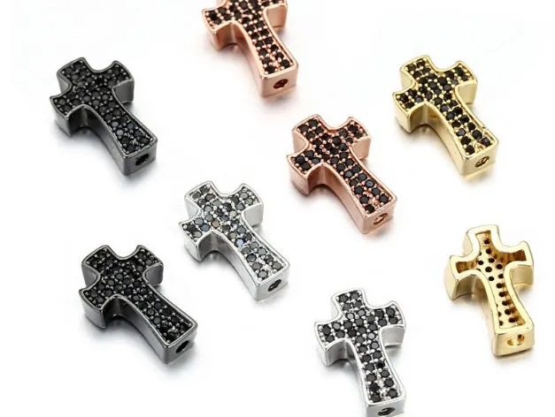 

1*1,4 см крест микро проложить cz кубический цирконий металлический разделитель для бусин кристалл браслет ожерелье сделай сам изготовление Посеребренного золота fh456