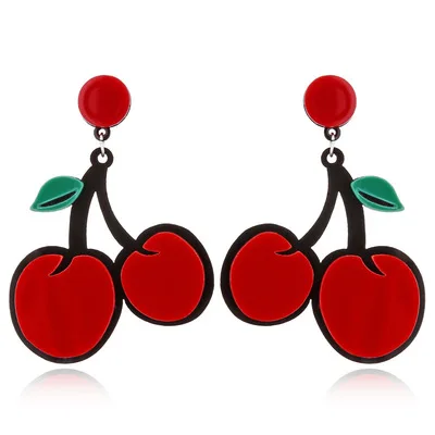 20- FishPeach геометрические красные губы цветы фрукты преувеличенные Длинные акриловые Висячие серьги для женщин панк ночной клуб Pendientes ювелирные изделия - Metal Color: 20-