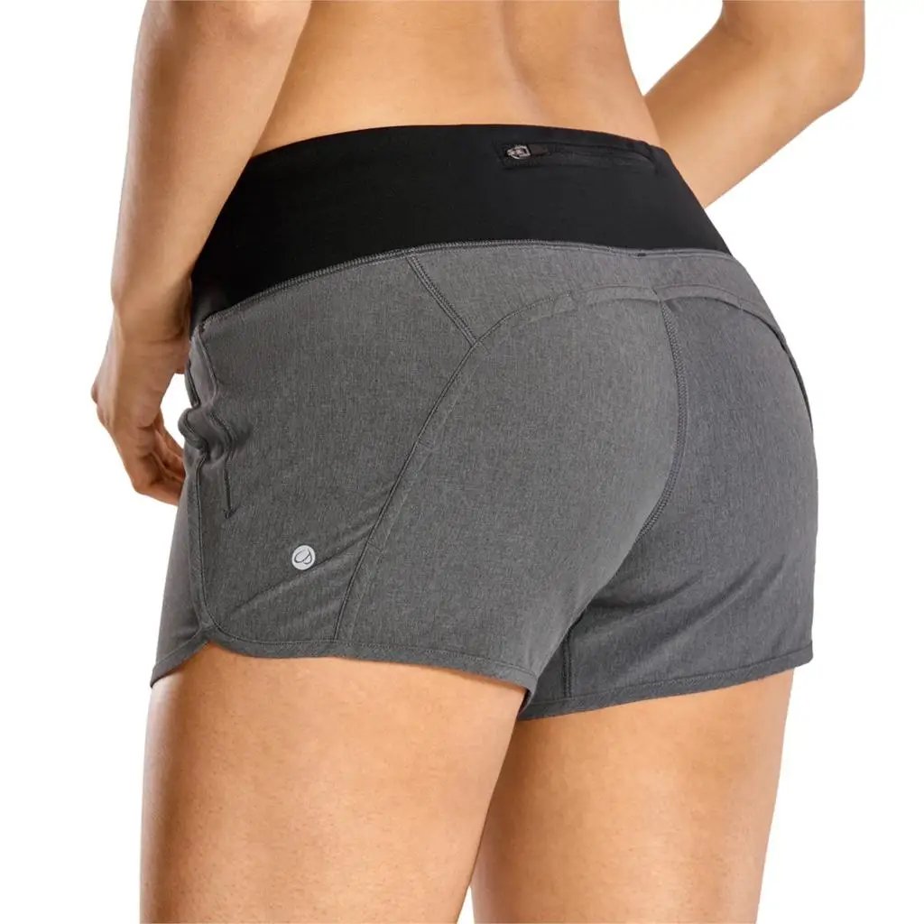 Heathered Black18 La Isla женские тренировочные спортивные шорты для бега с карманом на молнии-4 дюйма - Цвет: Heathered Black18