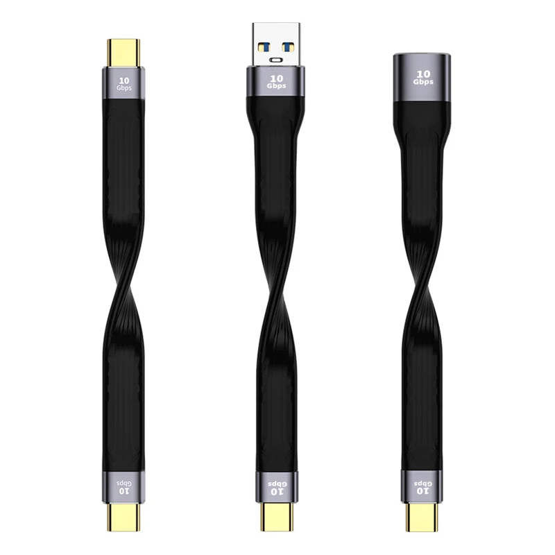 

Ultra Short USB to Type C Cable USB 3.1 Gen 2 USB C Quick Charge FPC Cable Wire 4K 10Gbps Sync Data Cable Cord