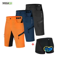 wosawe pro mens mtb mountain bike gel padded cycling shorts bicycle short pants with zipper pockets lightweight breathable