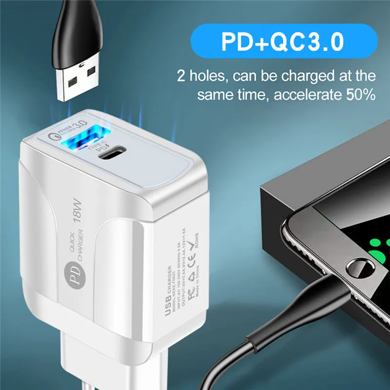 Зарядное устройство USB 36 Вт 18 PD 3 0 | Мобильные телефоны и аксессуары