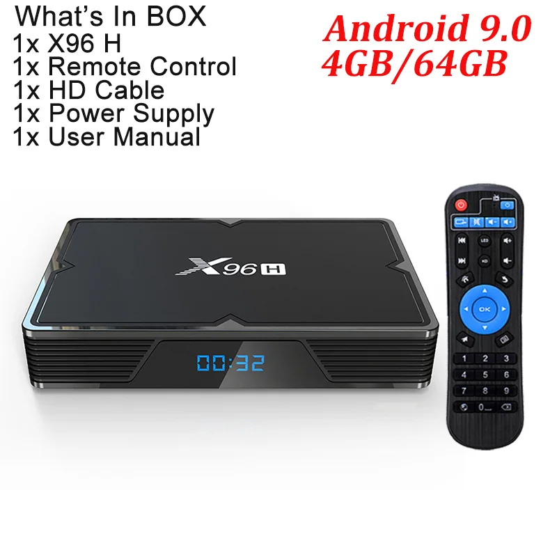 4G 64G X96H Smart tv BOX Android 9,0 4 ГБ 32 ГБ 64 Гб Allwinner H603 1080P 4K wifi медиаплеер Netflix Youtube 2 Гб 16 Гб телеприставка - Цвет: 4G 64G