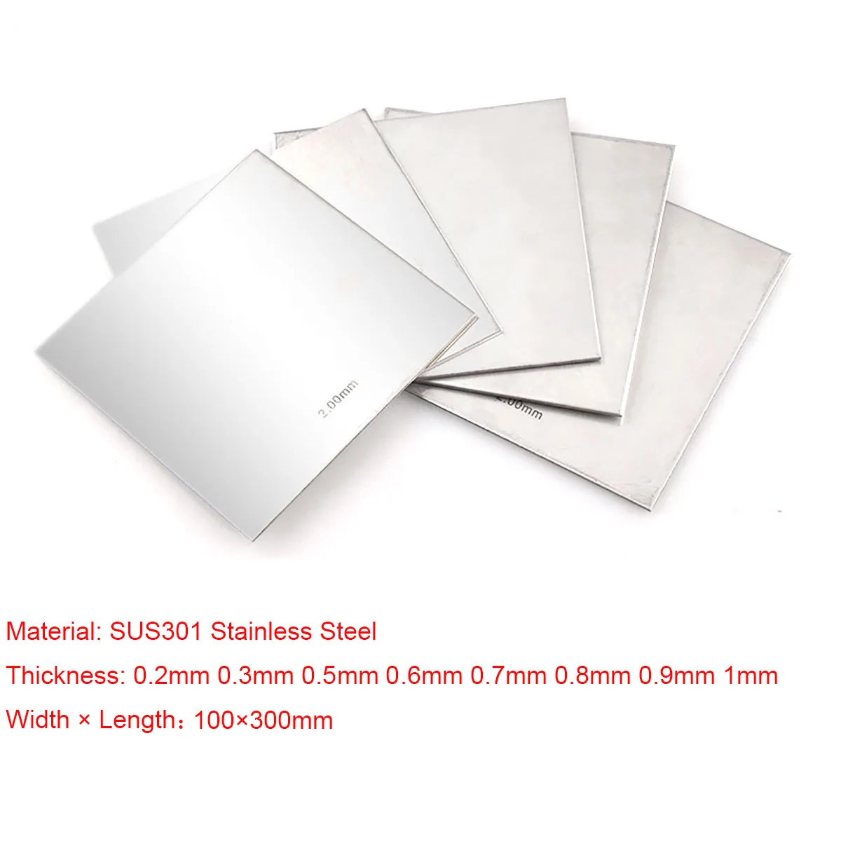 

1pcs 100x300mm 301 Stainless Steel Square Plate Polished Plate Sheet Foil Laser Cutting DIY Materials Thickness 0.2 to 1mm