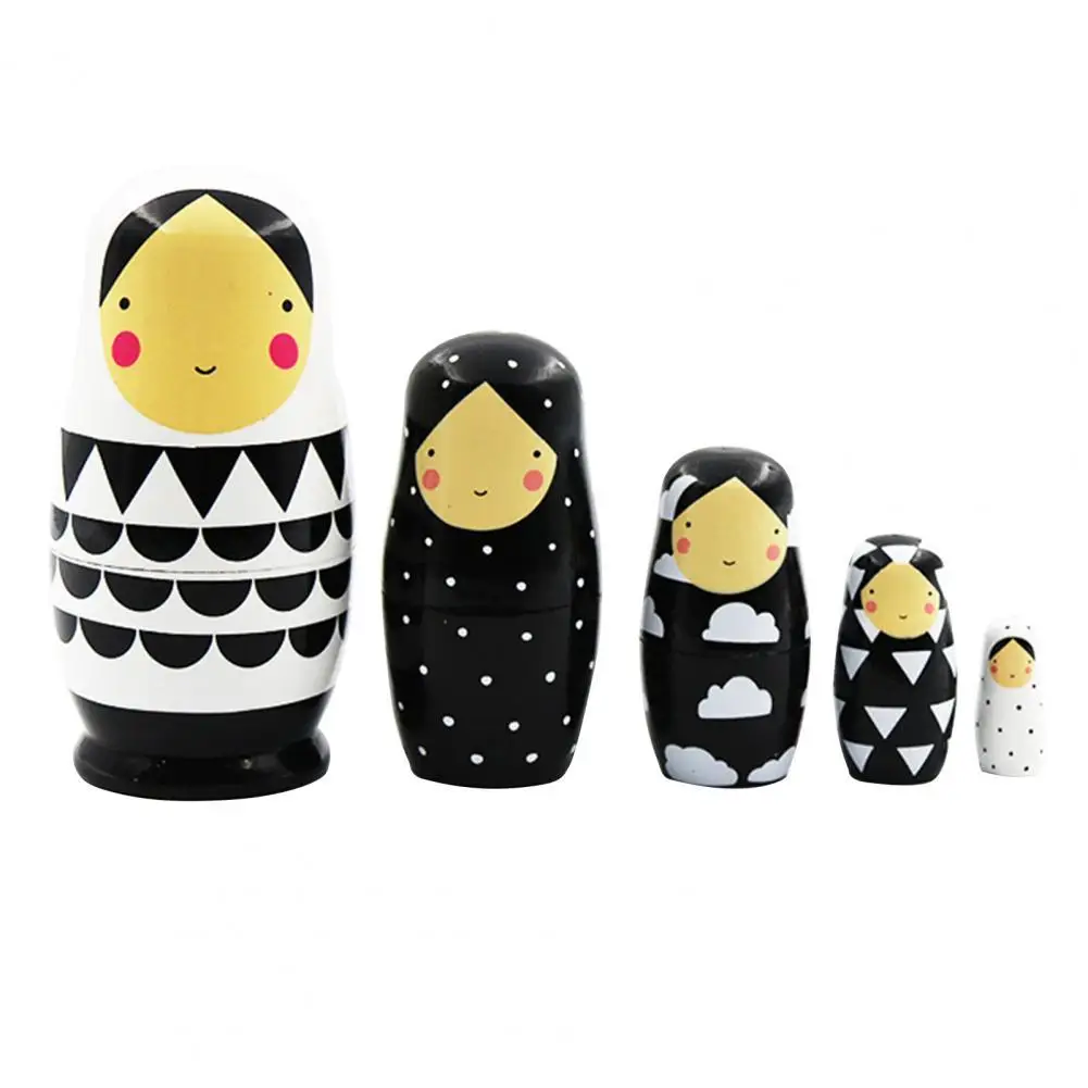 

5Pcs/Set Russian Dolls Colour-fast Unique Small Wooden Matryoshka Dolls for Indoor