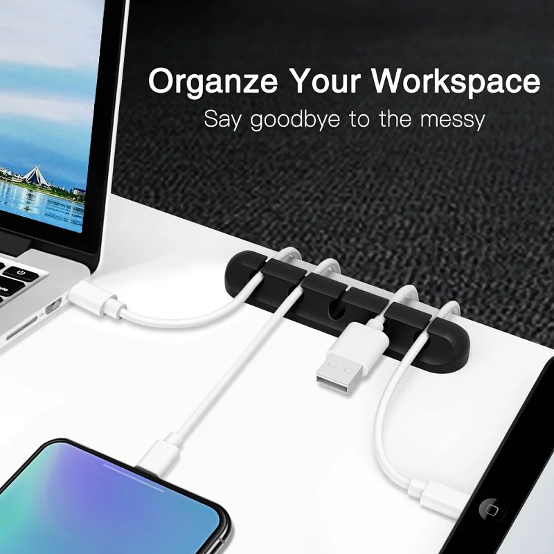 

USB Cable Holder Silicone Cable Organizer Flexible Cable Winder Management Clips Holder For Mouse Keyboard Earphone Headset