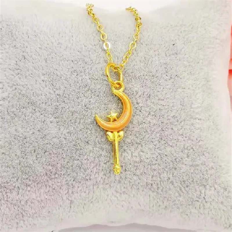 Небольшое ожерелье с кулоном из чистого золота акция оригинальное позолоченное