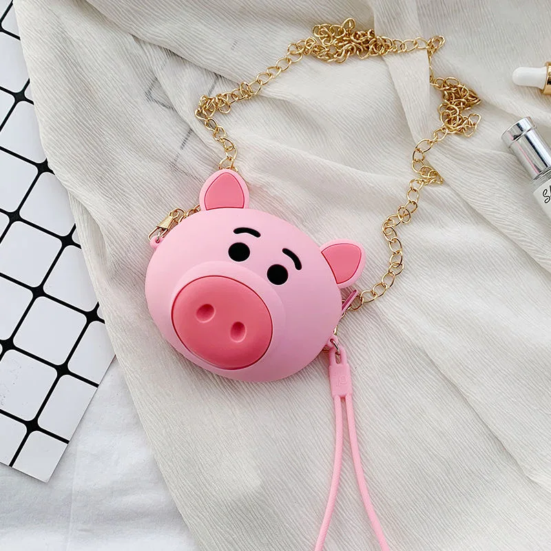 Милый мультяшный силиконовый портативный мини-чехол на молнии с круглой сумкой