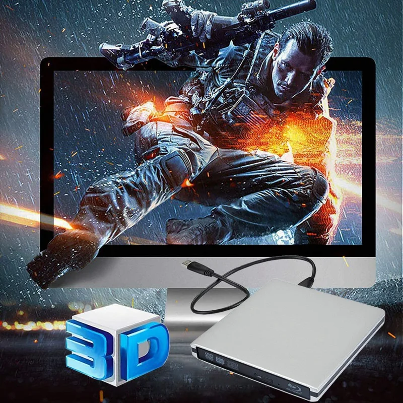 Внешний Blu Ray DVD привод 3D USB 3 0 Портативный Bluray CD горелка RW ряд для ОС Windows 7 8 10 Linxus