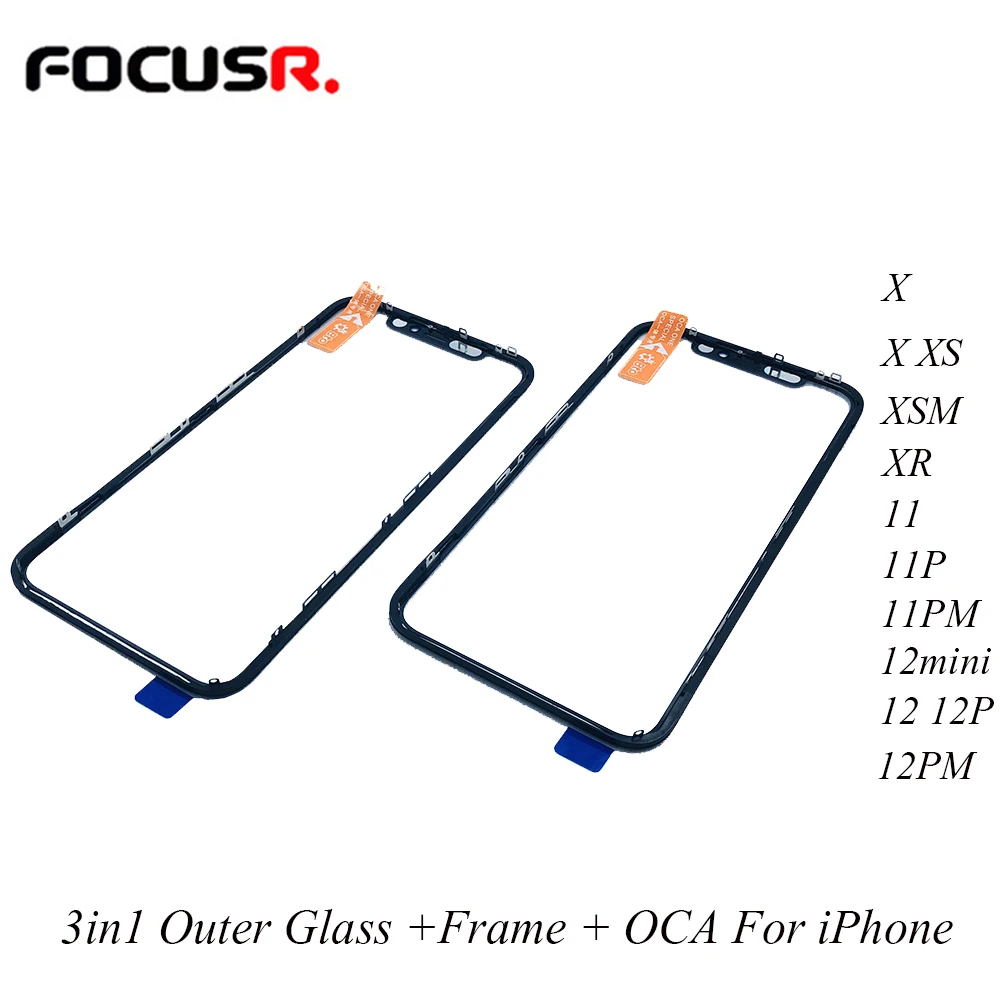 Внешнее стекло с сенсорным ЖК экраном 3 в 1 2 + OCA сменная Рамка для iPhone XR 11X12 Pro Max
