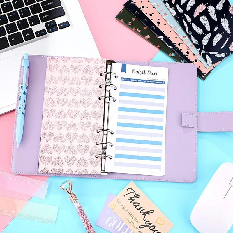 

Budget Cash Envelopes System A6 PU Leather Binder Cover 12 Pieces A6 Binder Cash Envelopes for Planner Organizer