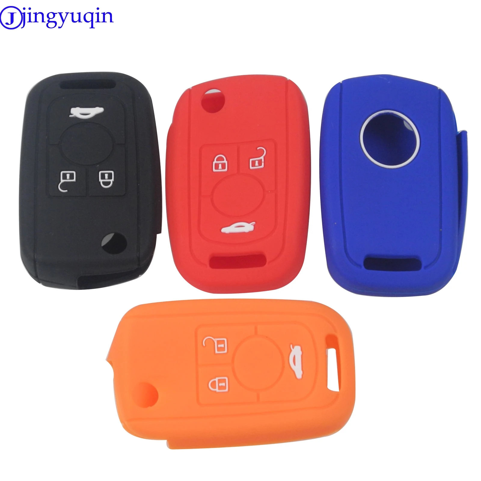 

jingyuqin Remote Silicone Rubber Flid Folding Key Fob Case Cover For Chevrolet Buick Regal 3 Buttons