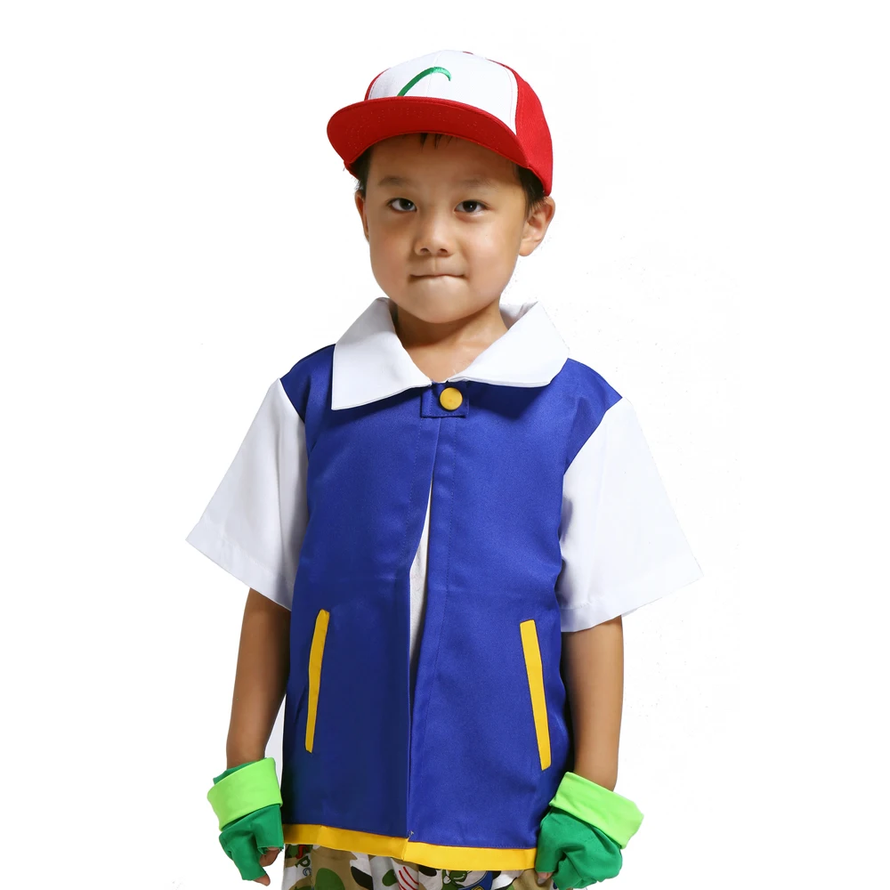 Костюм для косплея женщины и мужчины Pokemon Ash Ketchum из аниме синяя куртка головной