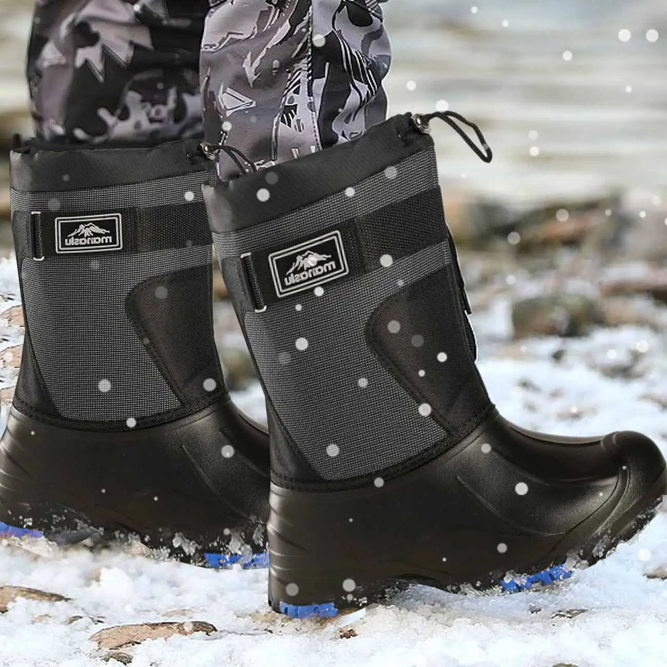

1Pair Ice Cleats Fishing Shoes with Steel Spikes Anti Slip Snow Boots Shoes for Hiking Fishing Walking Climbing Mountaineering