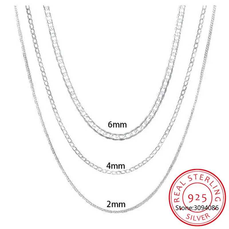 

Цепочка из серебра 925 пробы, 2 мм, 4 мм, 6 мм, 16/18/20/22/24/26/28/30 дюймов