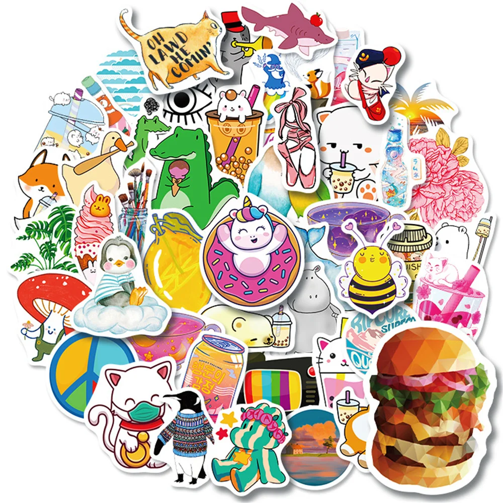 

10/30/50PCS Small Fresh Ins Girly Style Summer Lemon Small Fresh Graffiti Luggage Scooter Stationery Stickers Wholesale