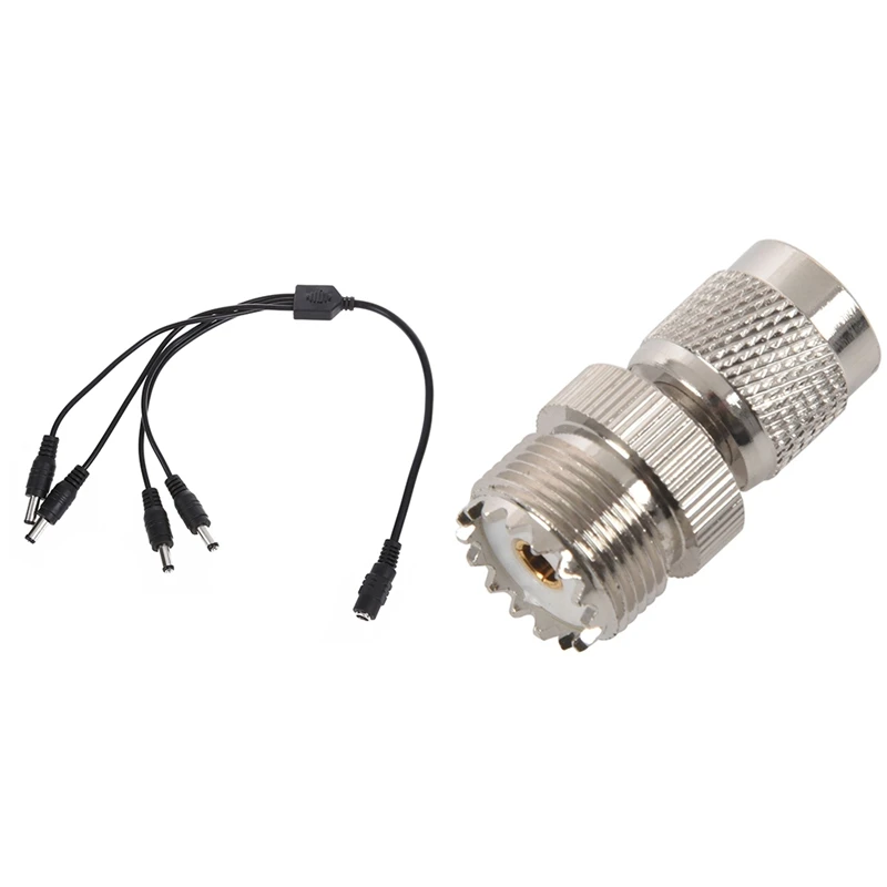

1 Pcs Socket To Plug 4 DC Splitter & 1 Pcs TNC Male To PL259 UHF Female Adapter Connector
