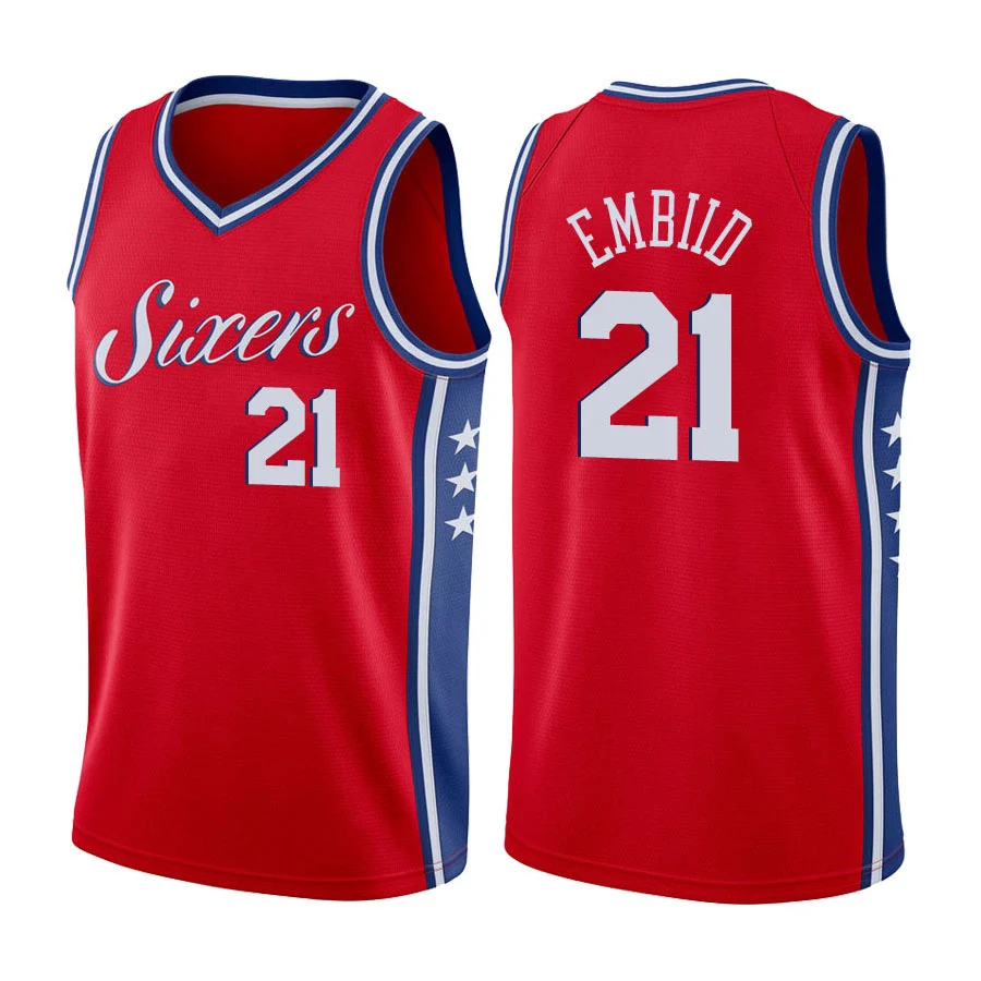 

2021 Embroidery Allen Iverson3 Basketball Jersey Joel Embiid 21 City Edition Vest Clothing Ben Simmons Retro Shirt Men Tank Tops