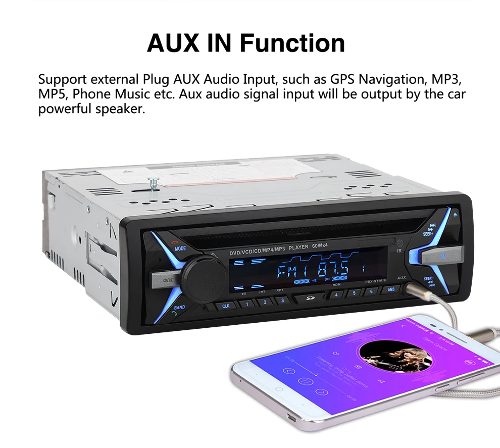 Приборная панель 4*60 Вт автомобильный DVD-радио Bluetooth FM CD приемник VCD MP3 MP4 SD USB один Din