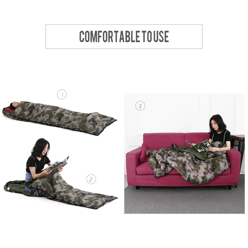 

Outdoor Ultralight Hooded Envelope Sleeping Bag Camouflage Adult Warm Camping Travel Hiking Spring Autumn Sleeping Lazy Bag