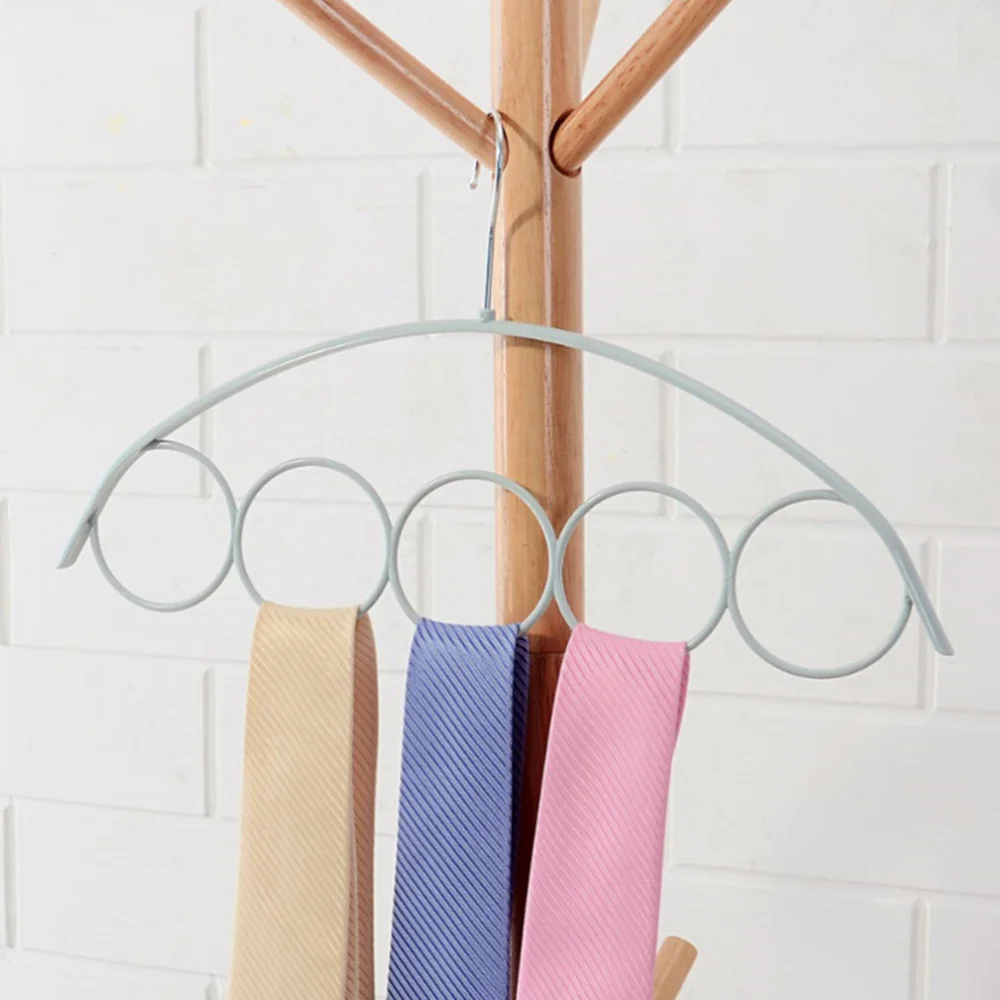 

4pcs 5 Rings Belt Rack Non-slip Hanger Scarf Tie Holder Space-saving Closet Organizer (Blue)